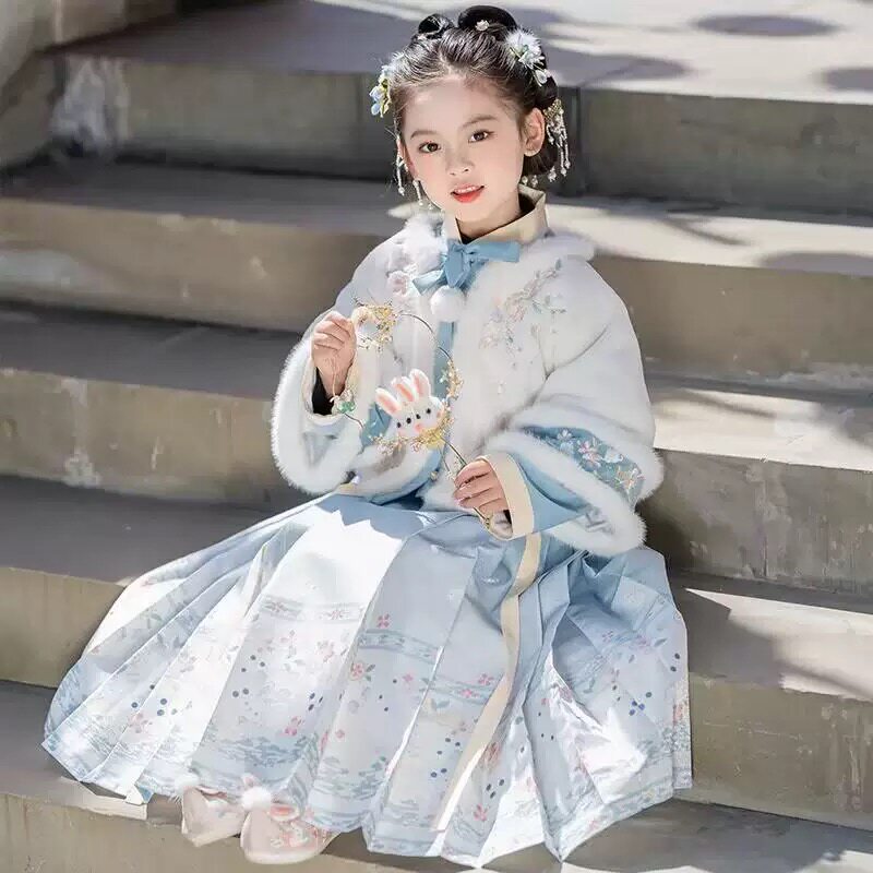 女童汉服冬装儿童超仙加绒加厚古装新款唐装女孩古风中国风过年服