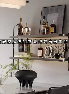 现代极简样板间客厅边柜置物架装饰品仿真洋酒装饰画创意花器摆件