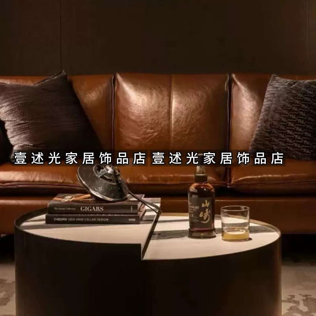 北欧高端样板间客厅茶几装饰高奢音响酒杯装饰酒搭配仿真书摆件