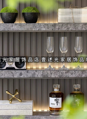 现代轻奢样板间售楼处酒柜水吧台主题装饰摆件茶水间软装陈列摆饰