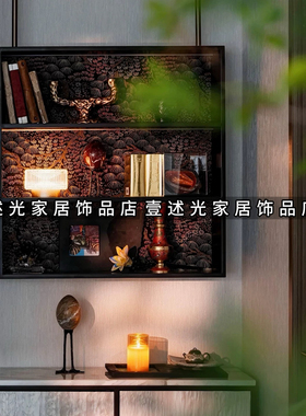 南洋复古风书柜装饰摆件样板间家居玄关装饰画氛围感搭配装饰品