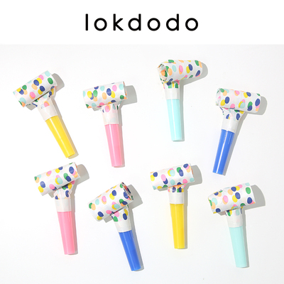 彩色波点吹龙六一儿童节喇叭吹吹卷助兴道具伸缩哨子生日派对礼物