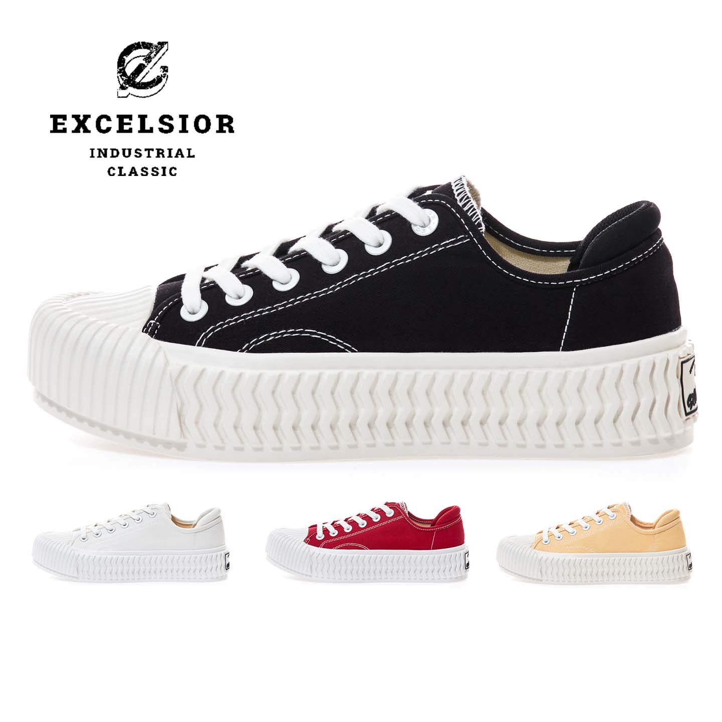 【轻食系列】excelsior饼干鞋 新款黑色女鞋休闲板鞋厚底帆布鞋男