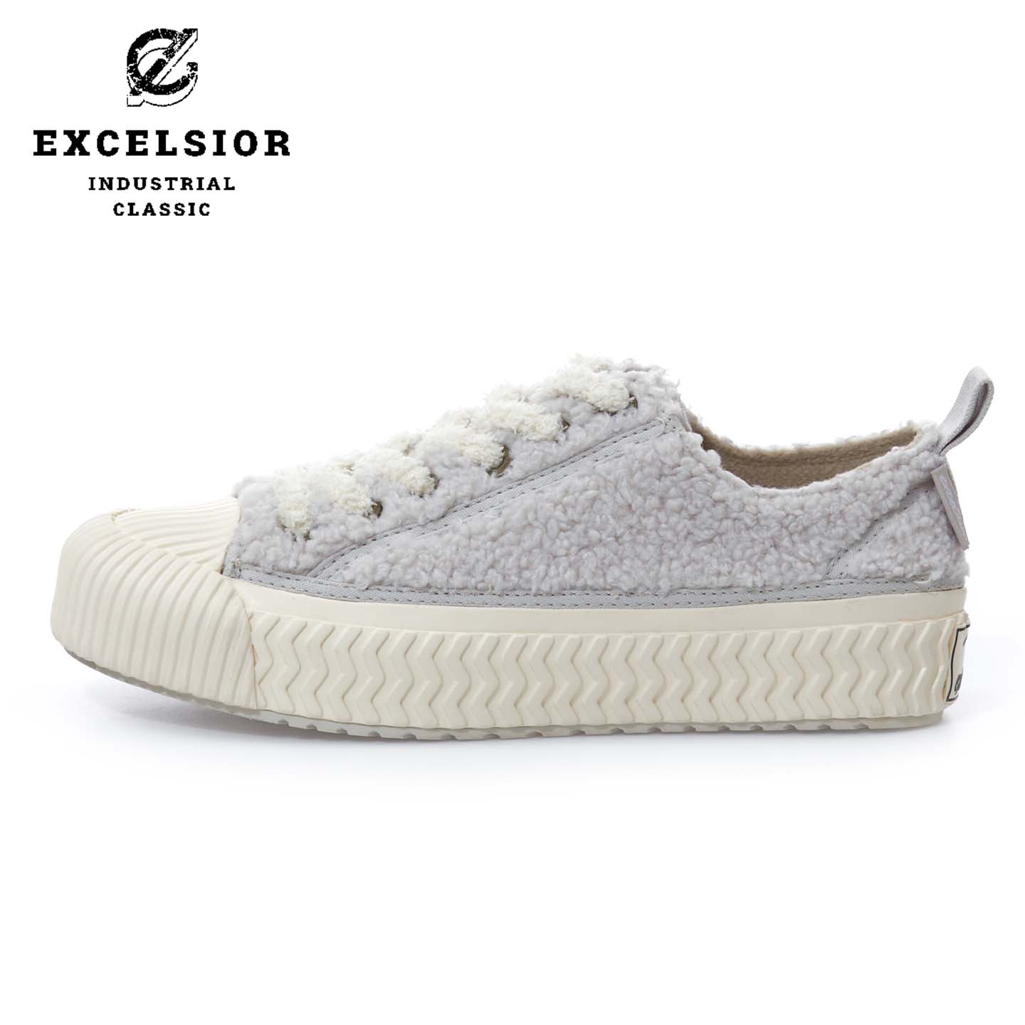 【小熊系列】excelsior饼干鞋官方 冬季加绒休闲鞋男厚底帆布鞋女