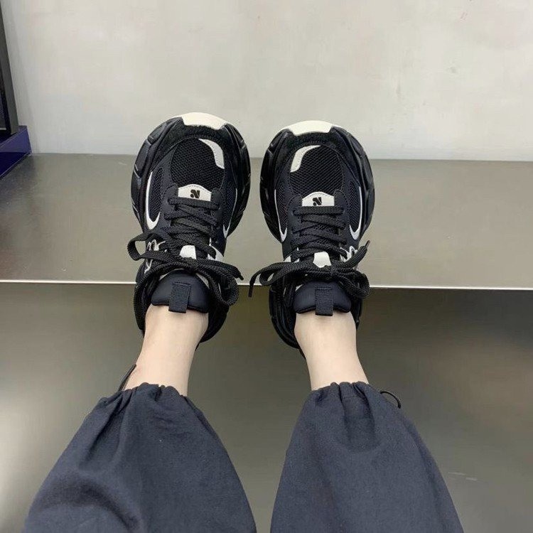 老爹鞋女2024秋季新款百搭厚底增高透气休闲做旧运动鞋