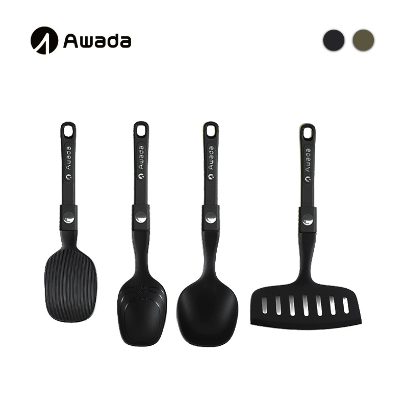 Awada户外轻量化尼龙四件套炊具铲勺折叠锅铲汤便携露营厨具套装