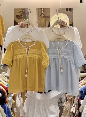 夏上新！【Miss Lin】甜美风宽松系带小衫  Z24366#  GLP