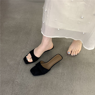 真皮时尚坡跟凉拖鞋女洋气时髦外穿厚底高跟鞋外穿绝美不累脚凉鞋