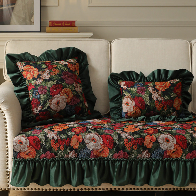 美式复古客厅装饰沙发抱枕家居提花荷叶边床头靠枕办公室椅子靠垫,居家布艺,抱枕被,淘宝优惠券,粉丝福利购,淘宝优惠卷