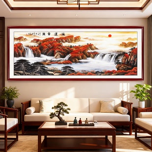 老板办公室装饰画鸿运当头挂画公司会议室背景墙画山水画大气壁画