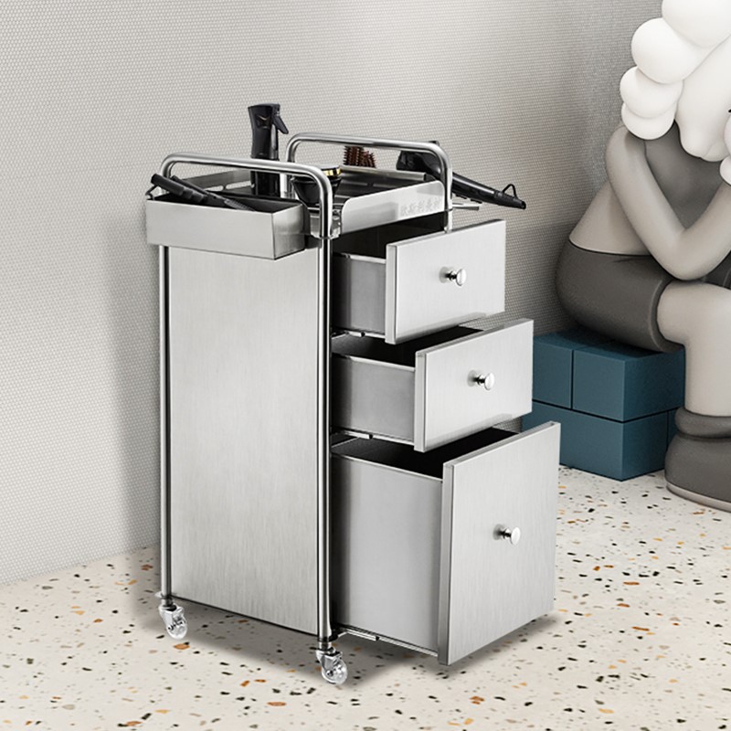 适用理发店工具柜不锈钢美发店工具柜发廊专用推车多功能置物架剪