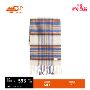新款 流苏格纹围巾2025冬季 复古质感围脖配搭小物 BEAMS女款 RAY