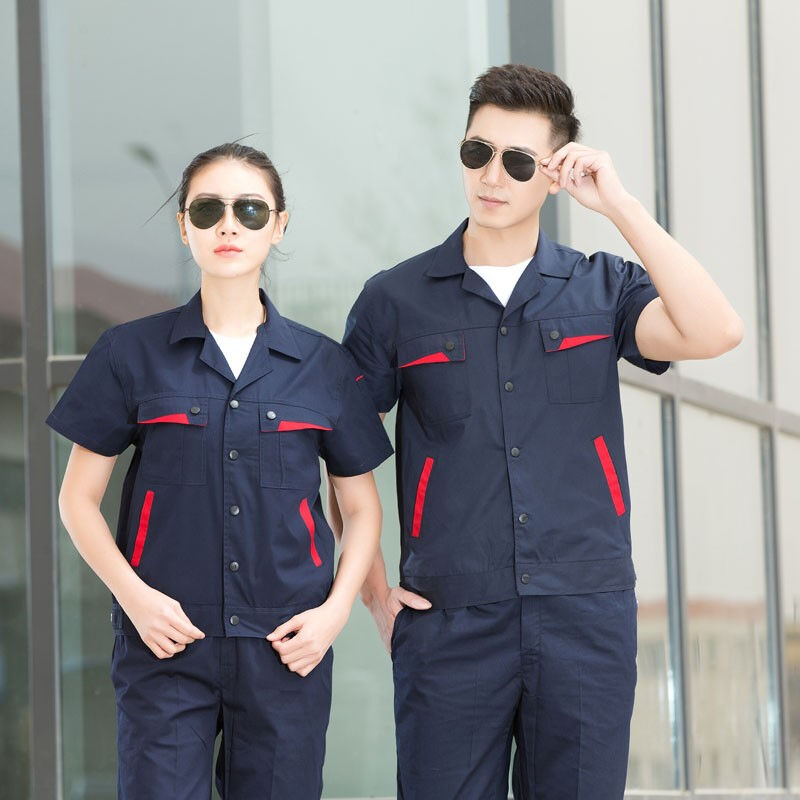 诺夫斯基夏季工作服套装男短袖汽修劳保服车间维修道路抢修物业物