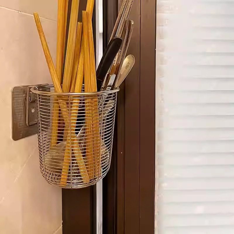 厨房壁挂式筷子筒304不锈钢筷笼沥水通风收纳笼防霉抗菌筷子篮,餐饮具,筷子盒,淘宝优惠券,粉丝福利购,淘宝优惠卷