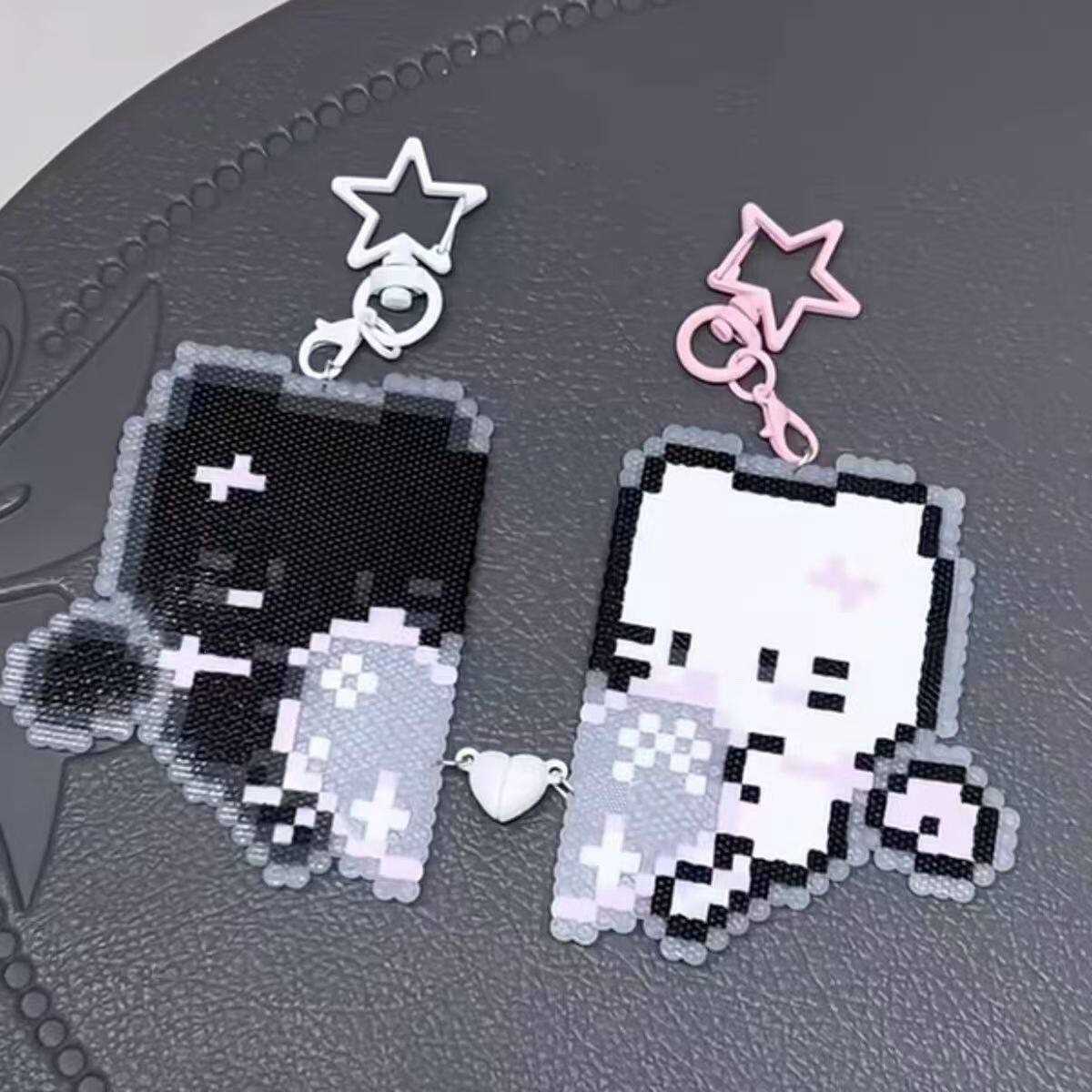 黑白小猫爱心磁吸亚克力情侣可爱
