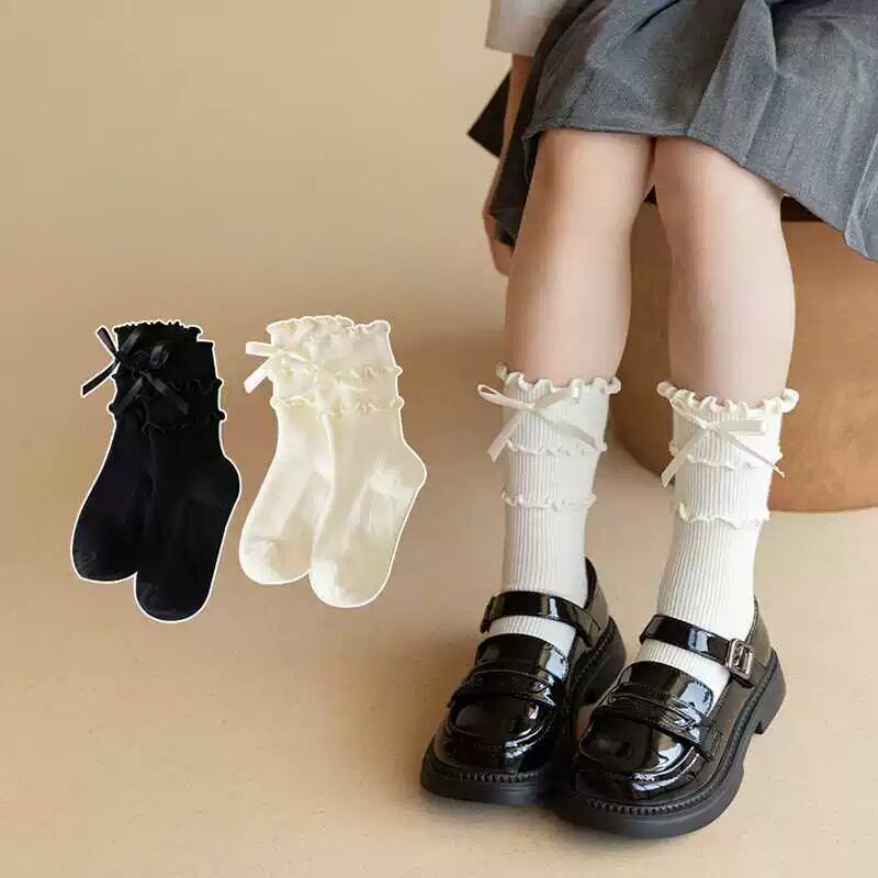 女童纯棉春秋罗莉塔花边公主中筒
