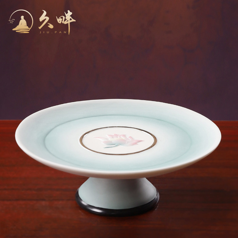久畔德化陶瓷莲花果盘家用供奉佛堂佛具用品摆件水果供盘干 干果