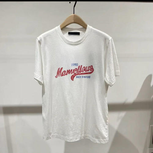 正品短袖T恤2026秋新品棉质雪花肌理复古印花圆领宽松MBF3TEE010