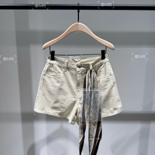 正品牛仔短裤附丝巾2026夏新品阿苏特染简白棉质中腰MBF2SOT006