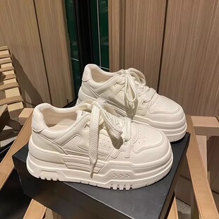 女款 运动老爹鞋 2026春秋新款 百搭休闲板鞋 6CM时尚 真皮厚底小白鞋