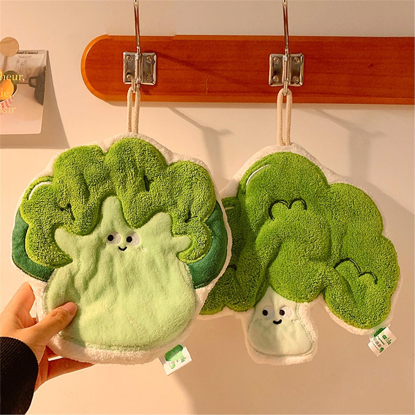 创意蔬菜擦手巾挂式可爱化妆室吸水速干毛巾加厚手帕厨房搽抹布