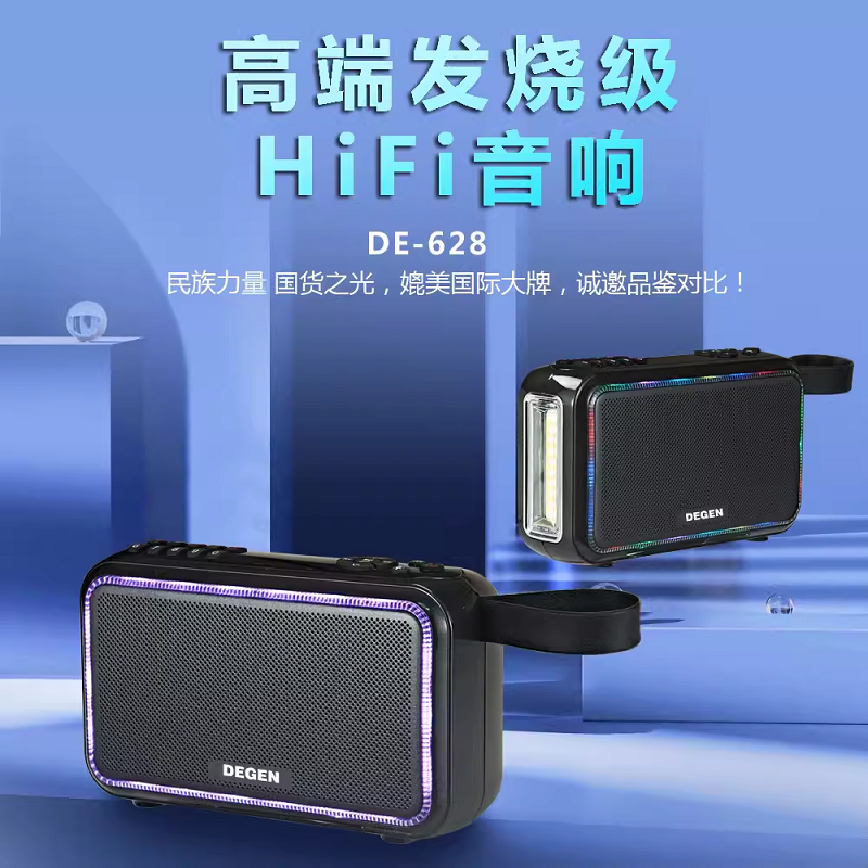 德劲DE628便携式FM调频收音机插卡蓝牙音响太极拳晨练听书录音机