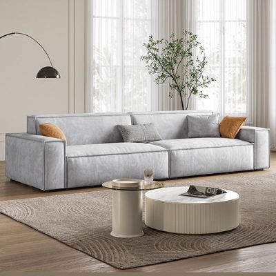 意式轻奢高级感豆腐块沙发客厅高端大气上档次布艺沙发休息区接待