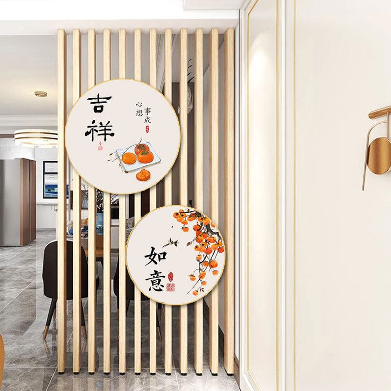 入户隔断装饰画 画玄关屏风栅栏格挂画 画进门走廊过道两联圆形墙