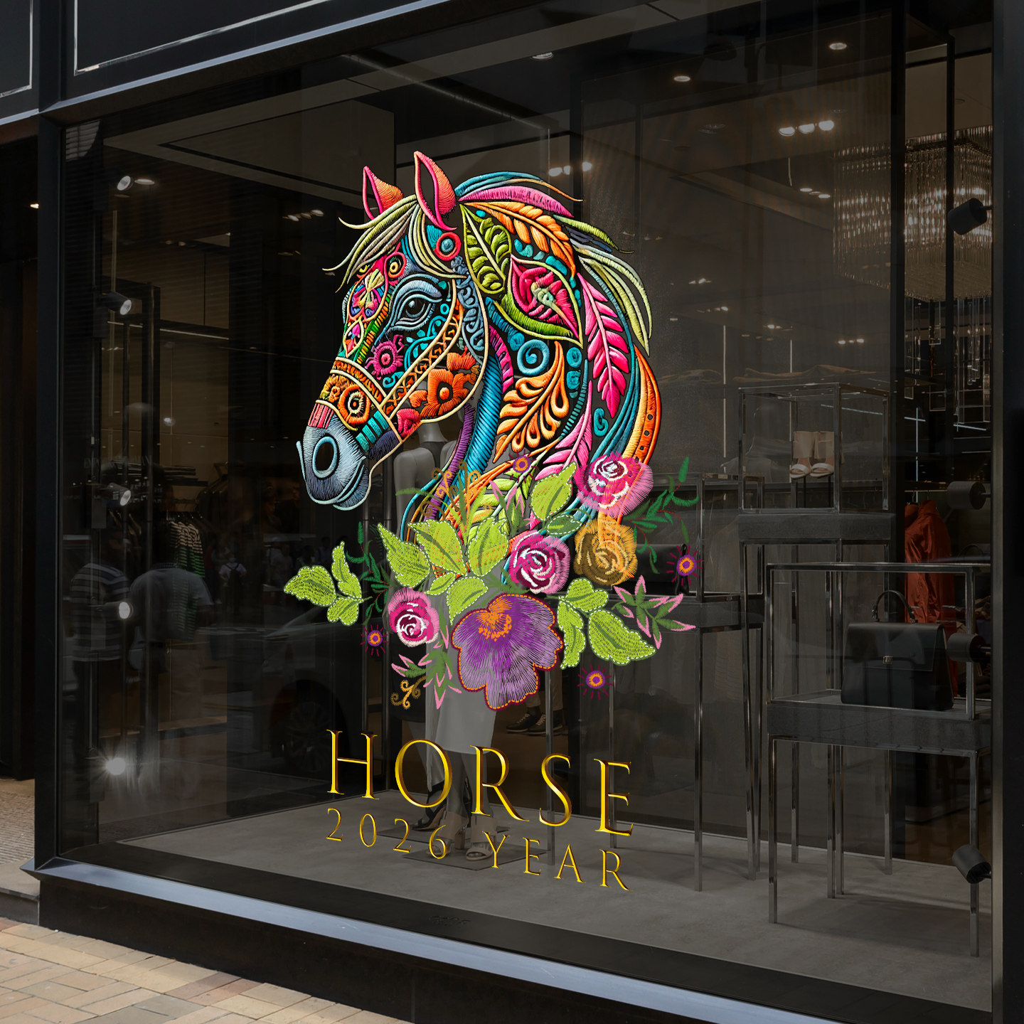 新春布置静电创意刺绣装扮布置