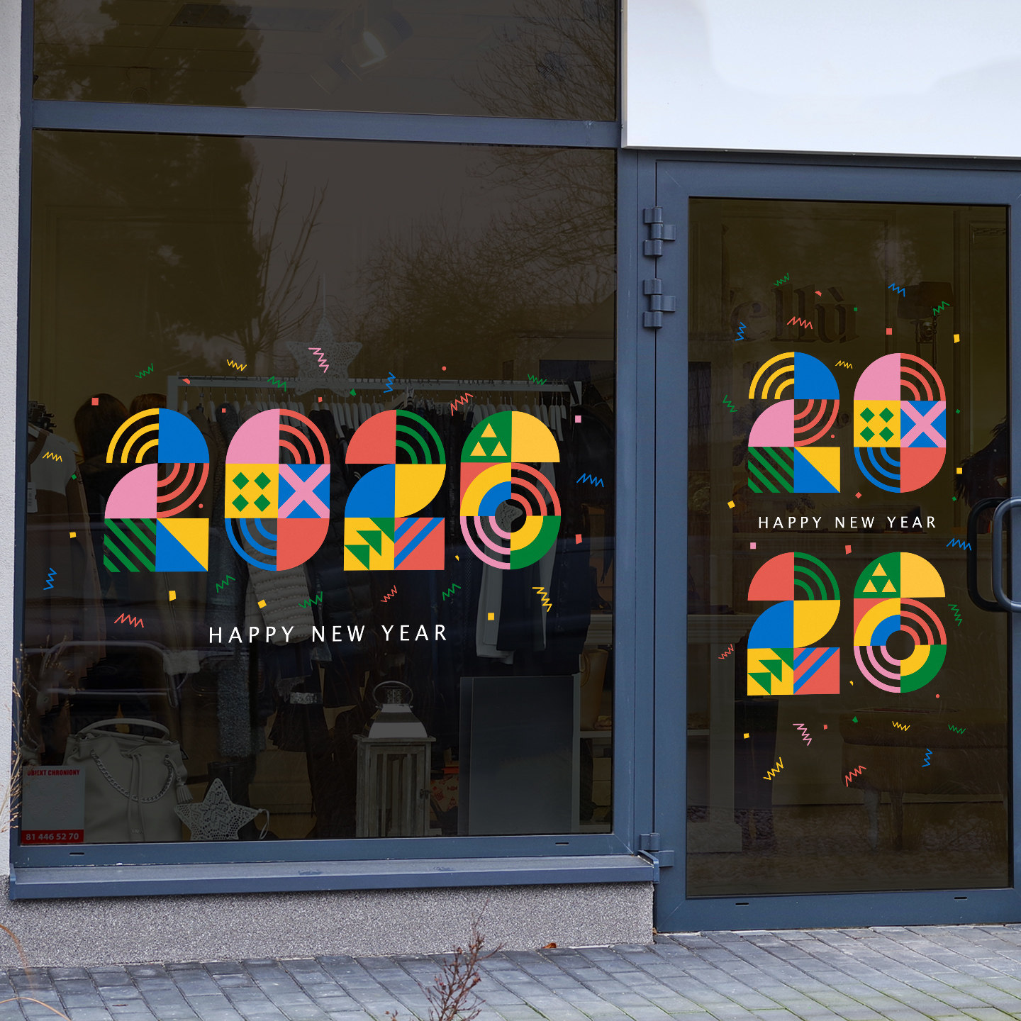 马年新春装饰布置静电贴饰无胶