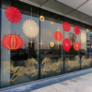马年简约装 饰春节玻璃落地橱窗花静电贴纸写字楼幕墙4S店窗贴新年