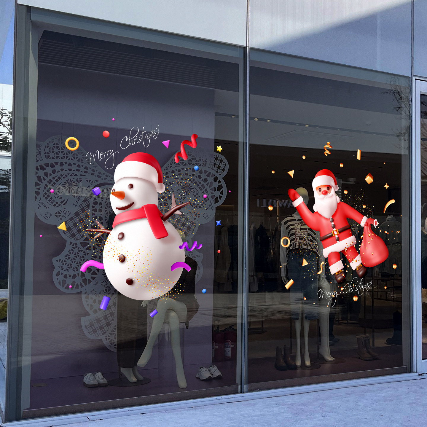 圣诞新年装饰静电无胶免胶贴饰