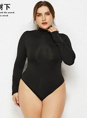 大码弹力紧身连体衣秋冬高领长袖打底衫Elastic bodysuit Winter