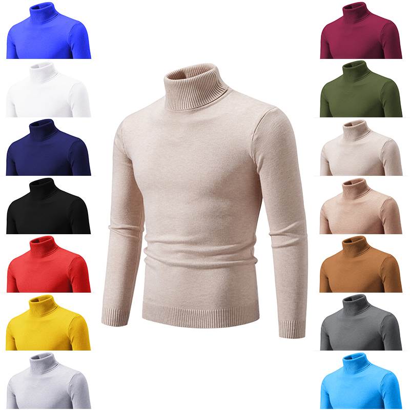 Turtleneck Pullover Sweater Men Winter Color Mens Sweaters