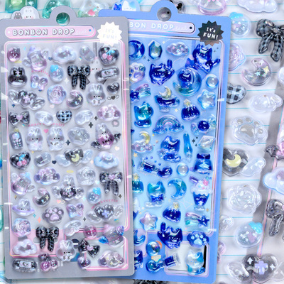 小鼻嘎猫咪小动物立体水晶浮雕贴