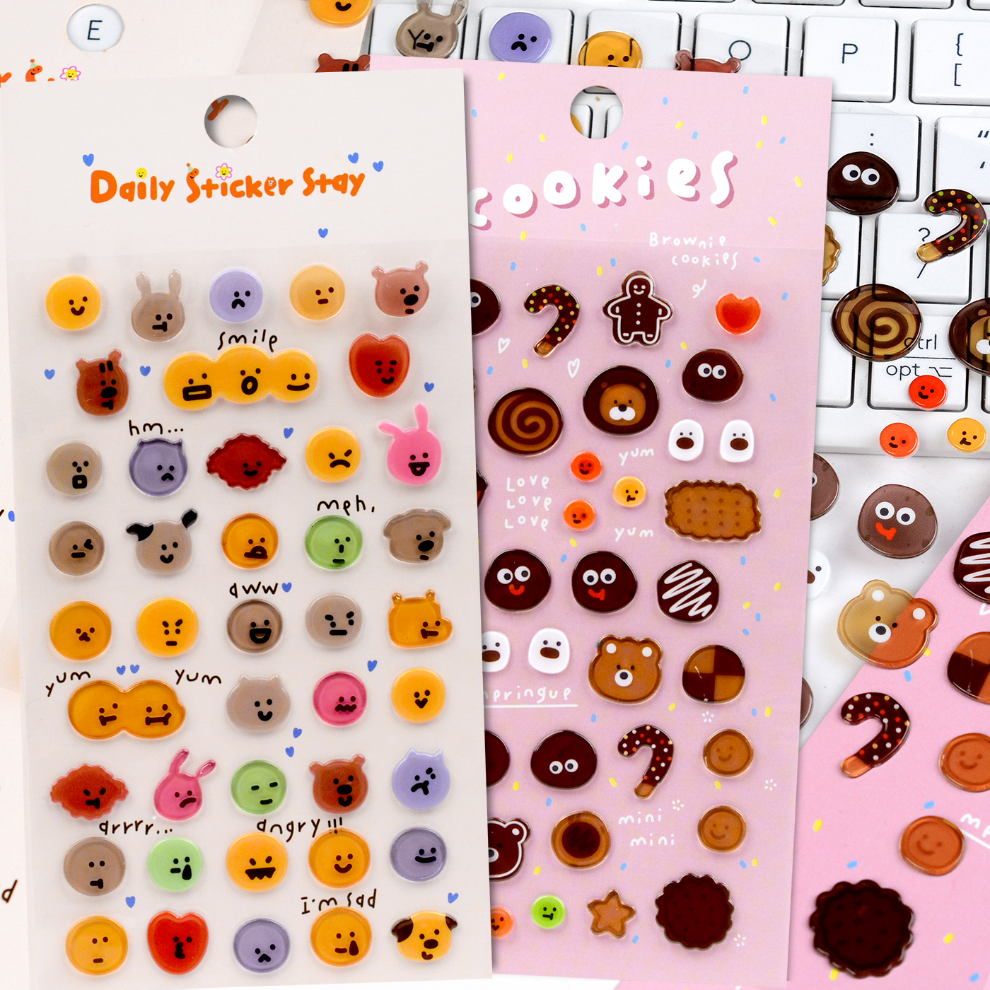 可爱动物表情包3d立体水晶糖果贴纸儿童男女孩手机手账装饰粘贴画