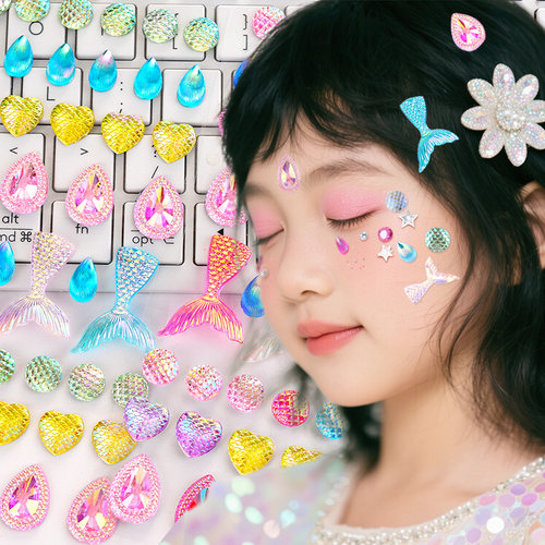 彩色宝石鱼尾贝壳眼尾贴纸