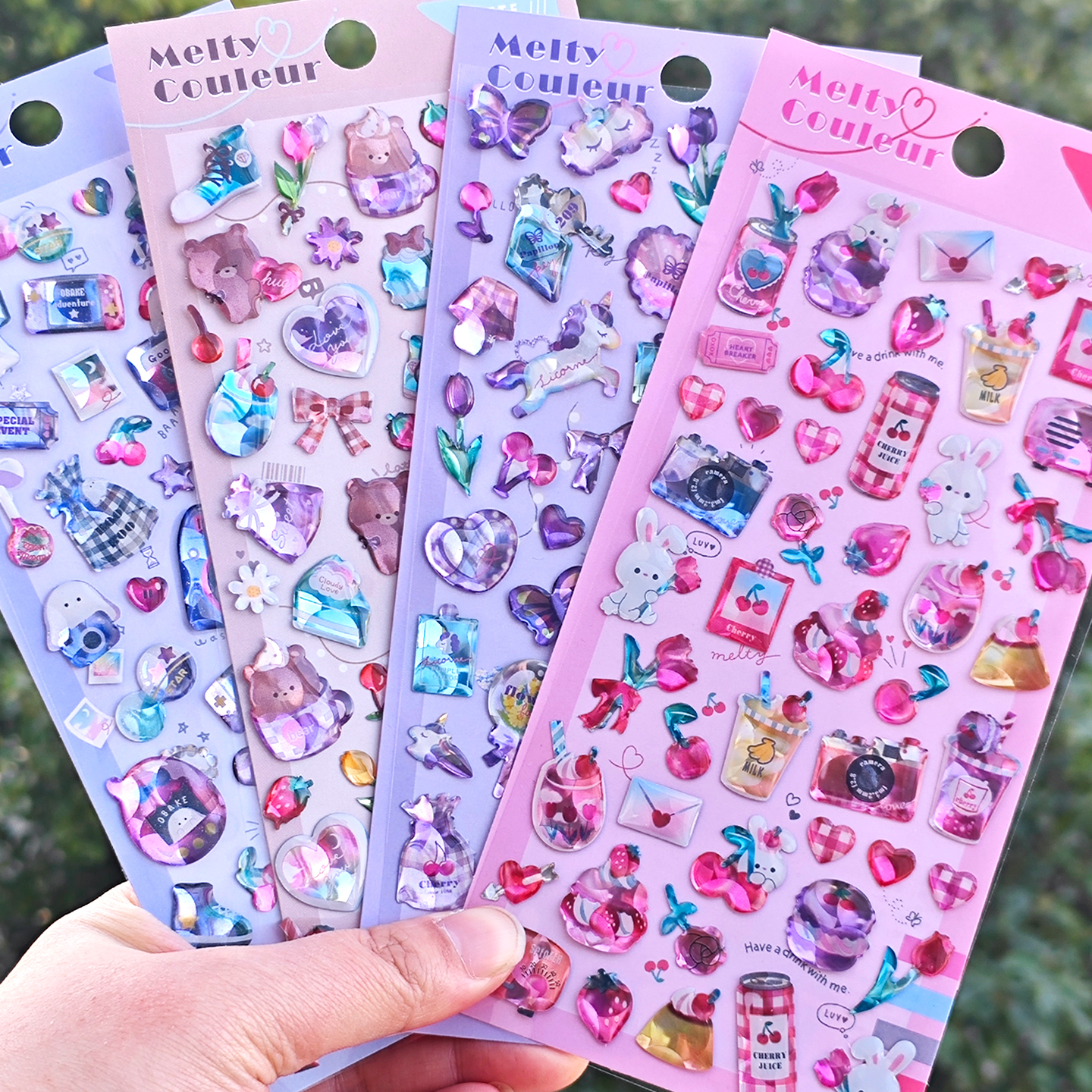 独角兽冰淇淋小熊3d立体水晶贴纸