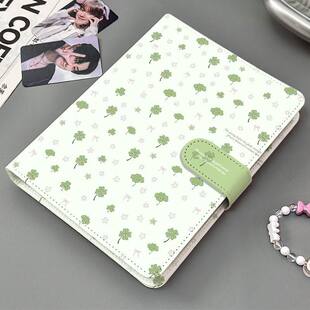 薄荷绿幸运四叶草A5活页皮质卡册四宫格追星高颜值小卡收纳相册