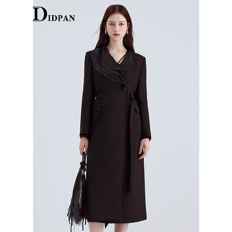 IDPAN长款外套2025季新款精致通勤时尚干练设计感优雅羊毛大衣