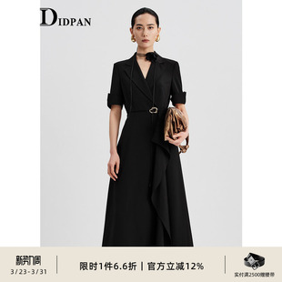 通勤高级显瘦小黑裙西装 IDPAN短袖 时尚 新款 领裙子 连衣裙夏季
