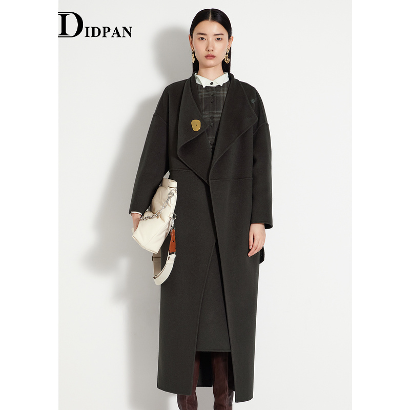 IDPAN设计感百搭长款双面呢大衣