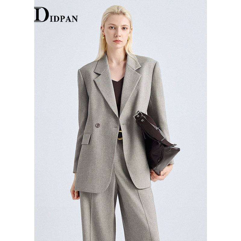 IDPAN灰色西装外套直角垫肩H版型