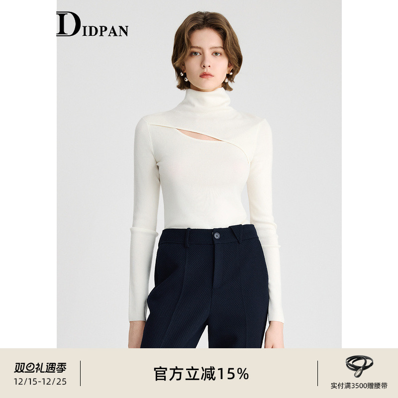 IDPAN镂空羊毛针织衫2025春季新款时尚都市通勤设计感小众毛衫女