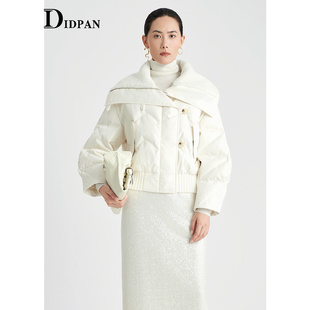 时髦有型气质大翻领白鸭绒女 新款 IDPAN夹克式 设计羽绒服冬季