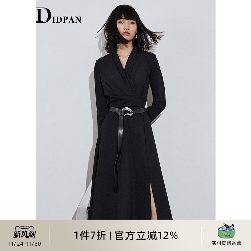 IDPAN女装冬季新款长袖连衣裙