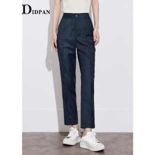 裤 IDPAN女装 极简西装 纹九分裤 女显瘦 通勤时髦轻商务风格