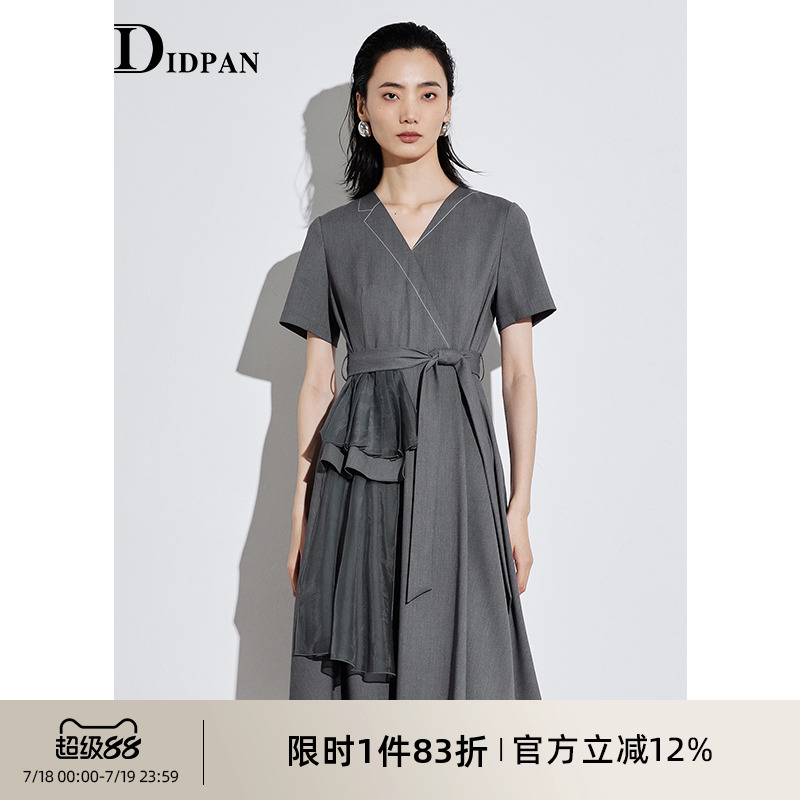 IDPAN女装时尚气质短袖连衣裙