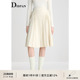 新款 IDPAN白色高腰中长款 百褶裙拼接腰头设计A字半身裙2025冬季