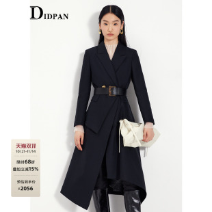 长款 职场通勤下摆不对称设计修身 大衣外套 秋冬新款 IDPAN女装